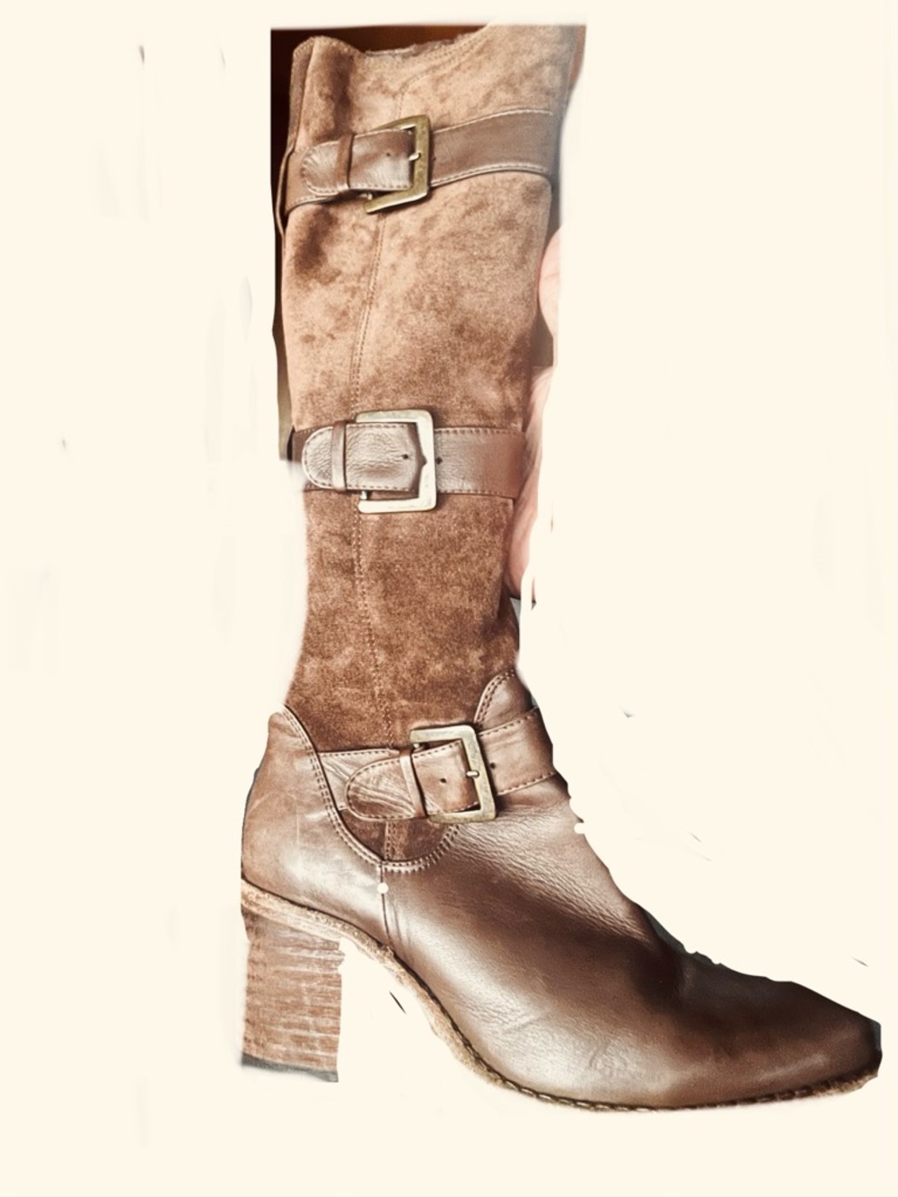 Women's Ted & Muffy Brown knee high Buckle Heel Boots size 40 eu